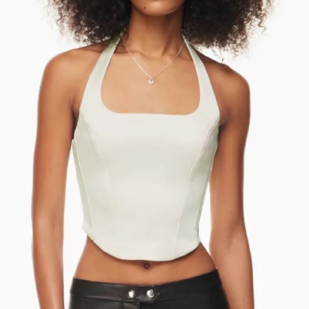 Wilfred Dusk Halter Top from Aritzia in light birch/white